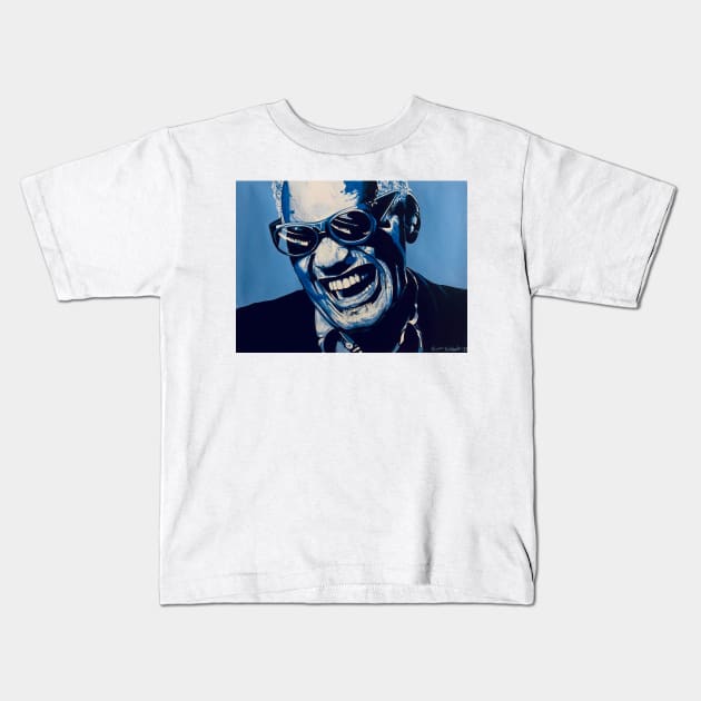 Ray Charles Kids T-Shirt by BryanWhipple